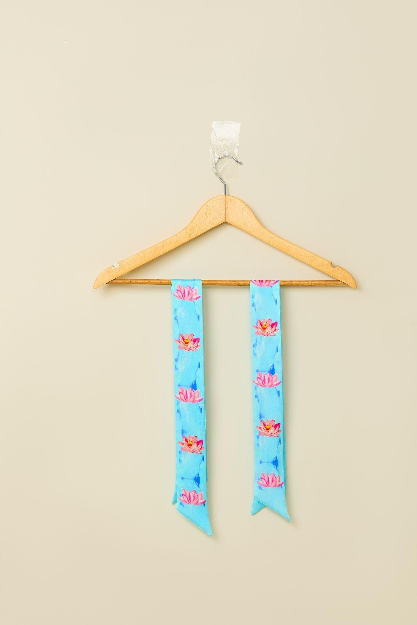 Sky Lotus Silk Twilly