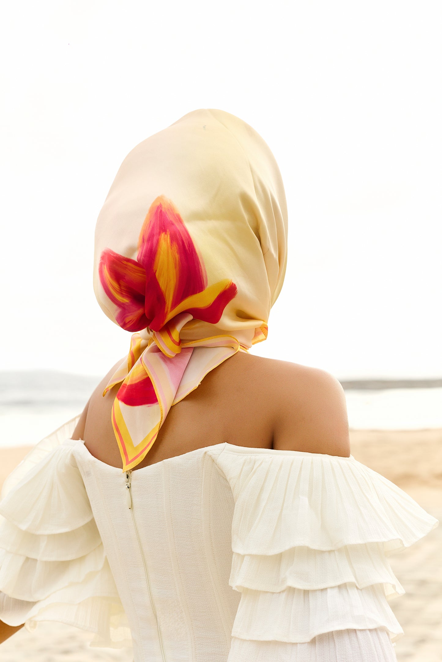 Sunset Lotus Silk Square Scarf