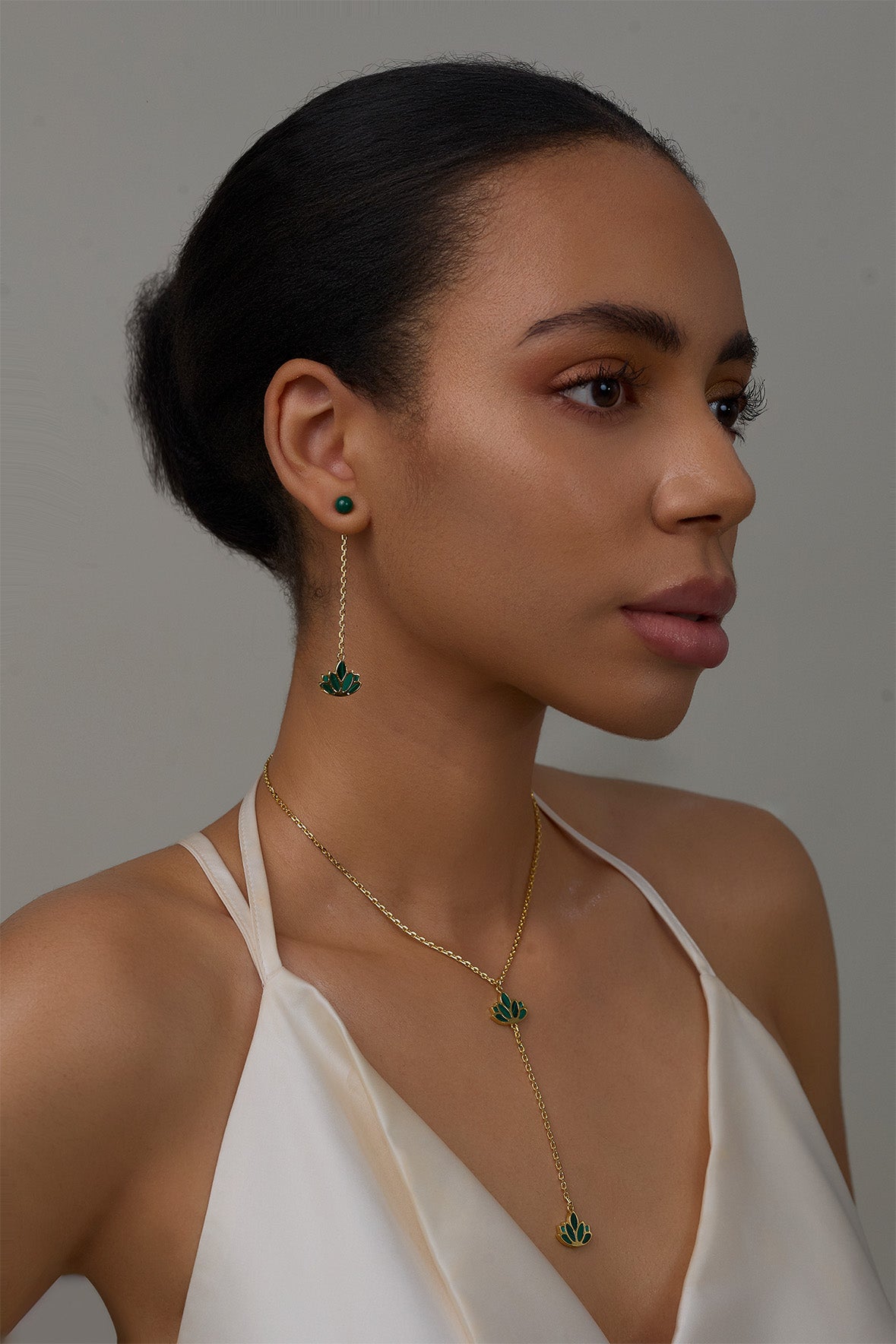 Malachite Lotus Drop Earrings