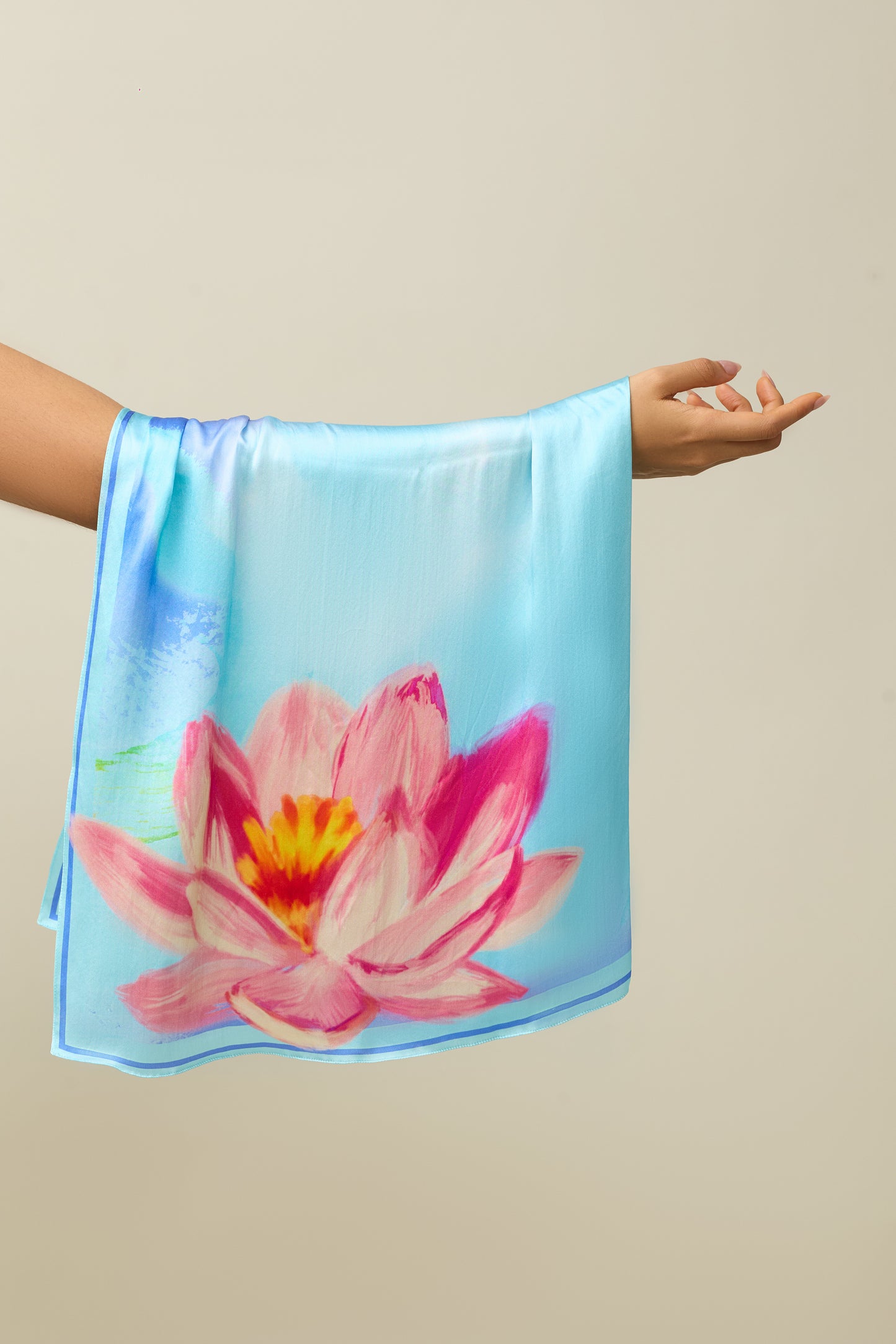 Sky Lotus Silk Square Scarf