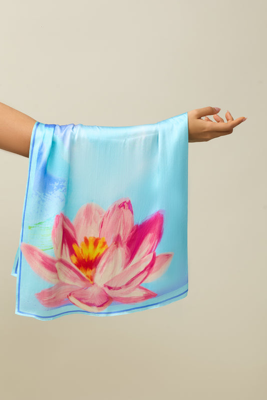 Sky Lotus Silk Square Scarf