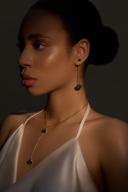 Malachite Lotus Drop Earrings