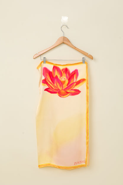 Sunset Lotus Silk Square Scarf