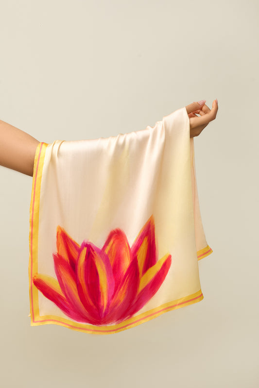 Sunset Lotus Silk Square Scarf