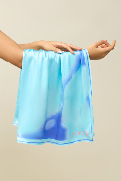 Sky Lotus Silk Square Scarf