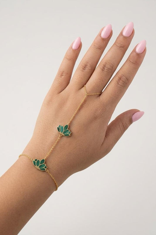Malachite Lotus Hand Chain